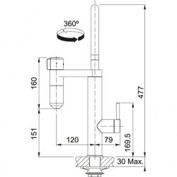 BATERIA FRANKE VITAL CHROM/GUN METAL 120.0621.229
